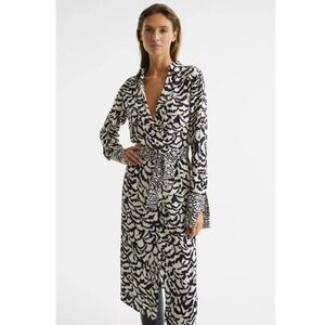 Reiss Eve Mono Animal Print w/belt, Midi Dress, size 8, long sleeved, B80, $78